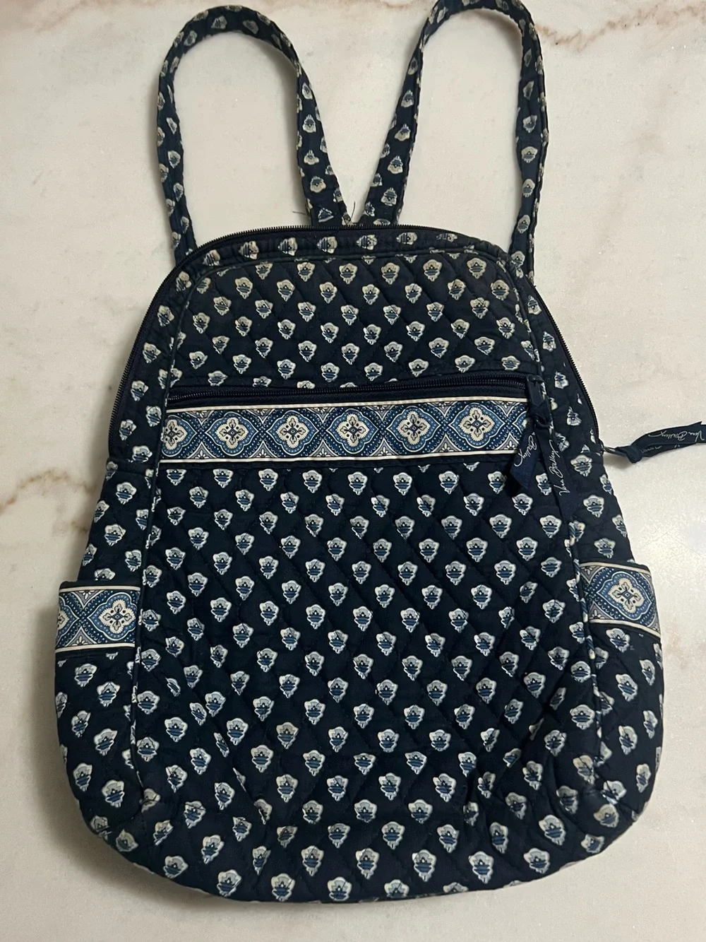 Vera Bradley Retired Nantucket Navy Print Quilted Cotton Mini Backpack